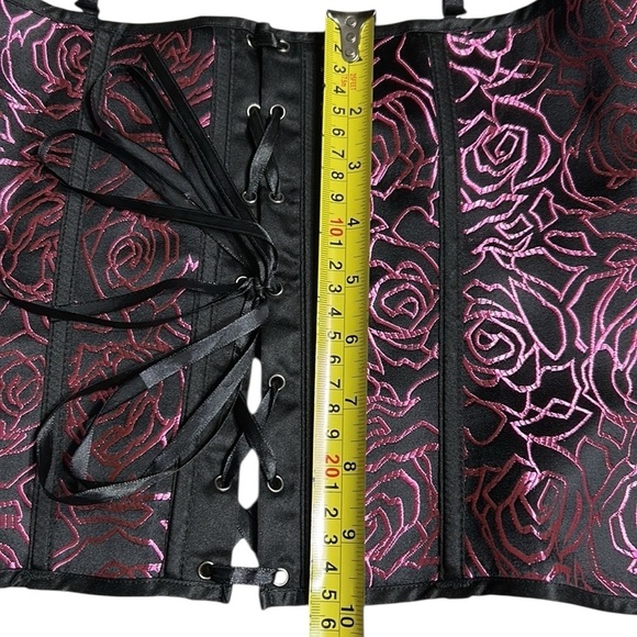 Corset,bustier,boudoir, pink & black,lace up,hook & eye, sexy,PTP 15” ,so 30-34 - Picture 14 of 14